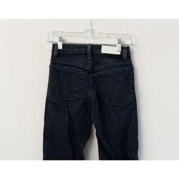 RE/DONE 90s High Rise Loose Jeans in Washed Black with Rips Size 23 - Picture 4 of 7